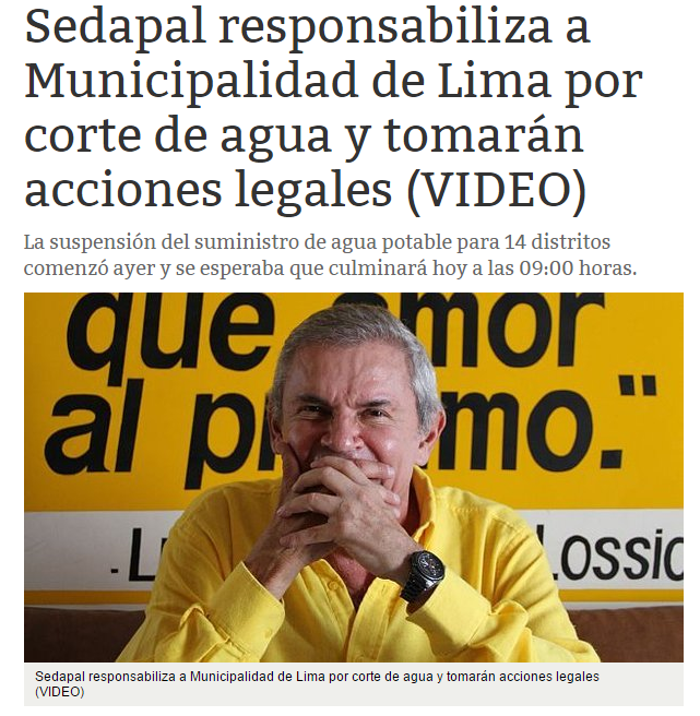 ¿Recuerdas cuando tu alcalde te dejó sin agua? / Captura de imagen: Diario Correo